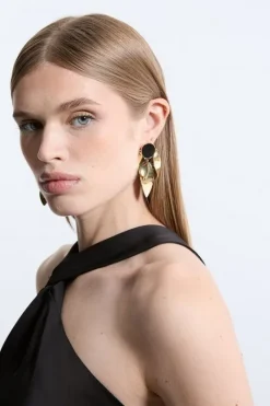 Karen Millen Abstract Drop Earrings gold Clearance