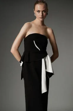 Karen Millen Archive Collection - Petite Bow Detail Crepe Bandeau Midi Dress mono Best