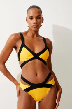 Karen Millen Bandage Colour Block Strappy Set yellow Sale