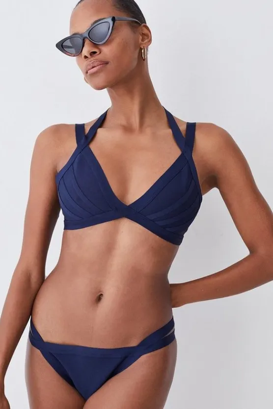 Karen Millen Bandage Double Strap Bikini Top navy Discount