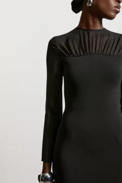 Karen Millen Bandage Figure Form Woven Mix Knit Dress black Discount