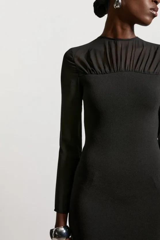 Karen Millen Bandage Figure Form Woven Mix Knit Dress black Discount