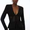 Karen Millen Bandage Form Fitting Mesh Insert Jacket Fashion