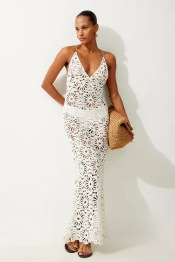 Karen Millen Beach Crochet Maxi Dress white Sale