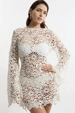 Karen Millen Beach Crochet Mini Dress white Sale