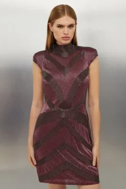 Karen Millen Beaded Embellished Woven Mini Dress red Sale