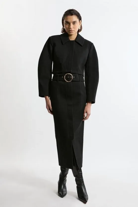 Karen Millen Belted Pencil Midi Skirt black Online