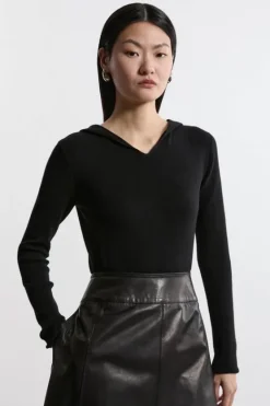 Karen Millen Cashmere Wool Blend Hoodie black Sale