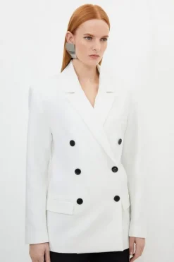 Karen Millen Clean Tailored Double Breasted Blazer ivory Fashion