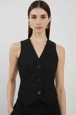 Karen Millen Clean Tailored Grosgrain Tipped Vest black Hot