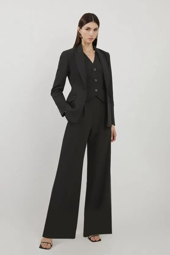 Karen Millen Clean Tailored Grosgrain Tipped Wide Leg Pants black Online