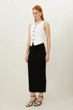 Karen Millen Compact Jersey Rib Maxi Skirt black Online