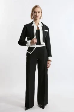 Karen Millen Compact Stretch Contrast Tipped Pants black Best