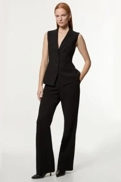 Karen Millen Compact Stretch Essential Tailored Straight Leg Pants black Best