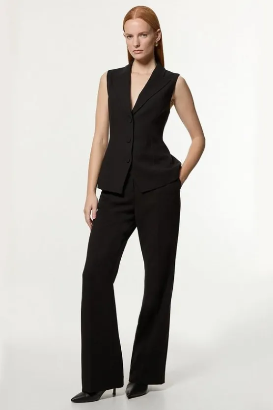 Karen Millen Compact Stretch Essential Tailored Straight Leg Pants black Best