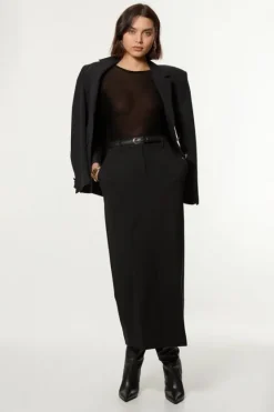 Karen Millen Compact Stretch Essential Tailored Maxi Skirt black Online