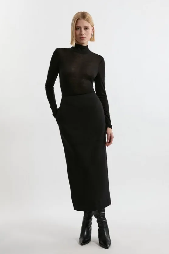 Karen Millen Compact Stretch Essential Tailored Skirt Co-ord black Sale