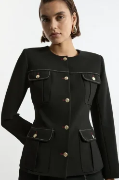 Karen Millen Compact Stretch Formal Tailored Jacket black Outlet
