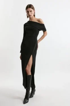 Karen Millen Compact Stretch Open Neck Tailored Midi Dress black Online