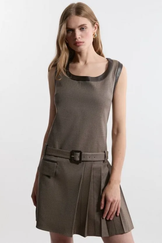 Karen Millen Compact Stretch Pleated Skirt Mini Dress multi Sale