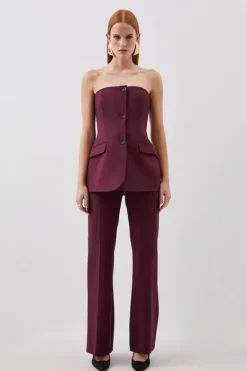 Karen Millen Compact Stretch Tailored Button Bodice Jumpsuit fig Discount