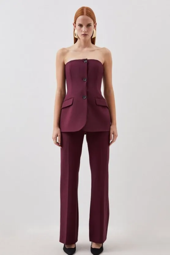 Karen Millen Compact Stretch Tailored Button Bodice Jumpsuit fig Discount