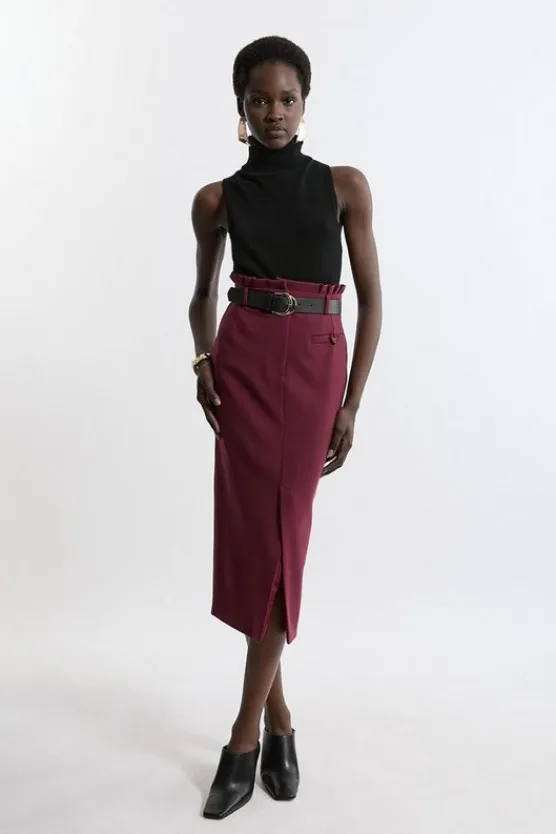 Karen Millen Compact Stretch Tailored High Waist Maxi Skirt fig Best