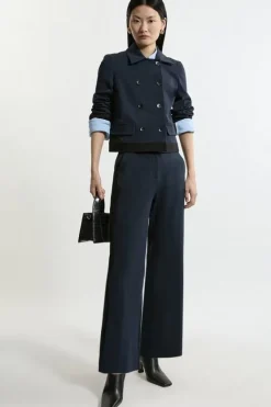 Karen Millen Compact Stretch Tailored High Waisted Slim Leg Pants navy Outlet