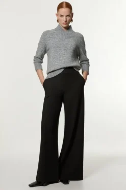 Karen Millen Compact Stretch Tailored Wide Leg Pants black Clearance