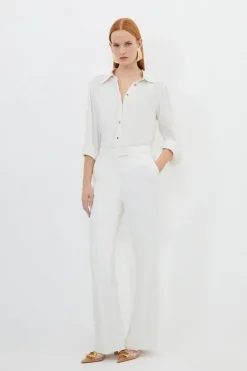 Karen Millen Compact Viscose Tailored Suit Set ivory Hot