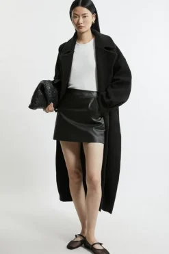 Karen Millen Compact Wool Blend Oversized Knit Coatigan black Hot