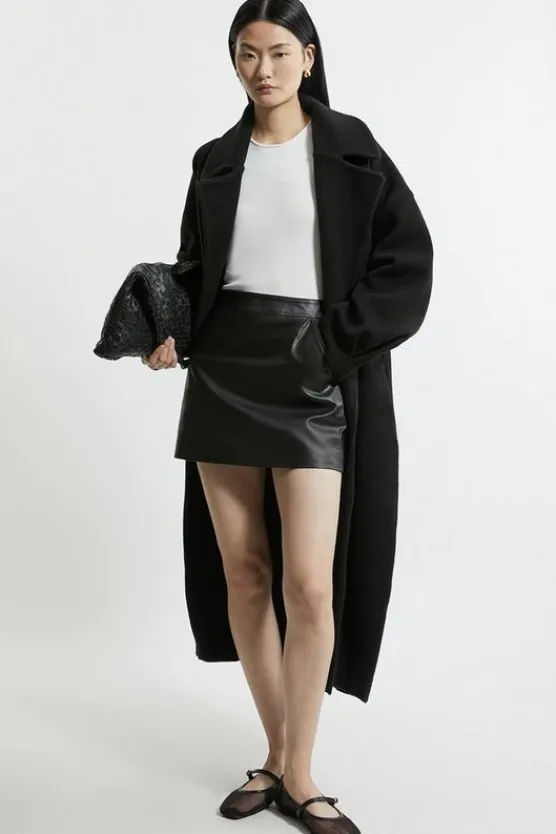 Karen Millen Compact Wool Blend Oversized Knit Coatigan black Hot