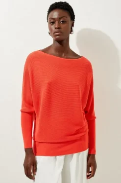 Karen Millen Cotton Blend Slouchy Knit Sweater orange Best