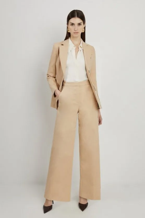 Karen Millen Cotton Sateen Suit Set stone Best