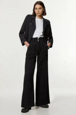 Karen Millen Denim Wide Leg Pants black New