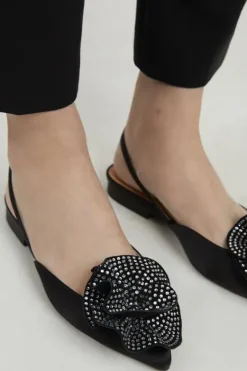 Karen Millen Diamante Floral Flat Slingback black Discount
