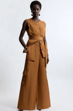 Karen Millen DRAPEY TWILL CO-ORD camel Clearance