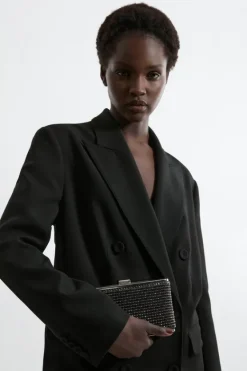 Karen Millen Embellished Box Clutch black Outlet