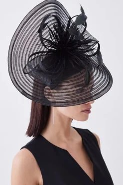 Karen Millen Feather Detail Fascinator black Discount