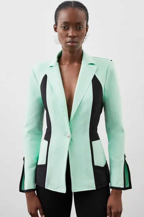 Karen Millen Figure Form Bandage Color Block Knit Jacket multi Hot