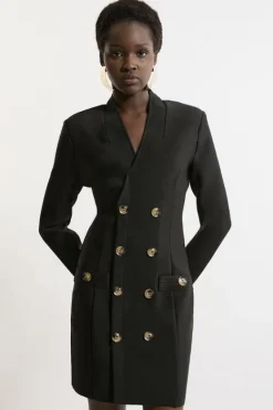 Karen Millen Figure Form Bandage Double Breasted Knit Mini Dress black Best