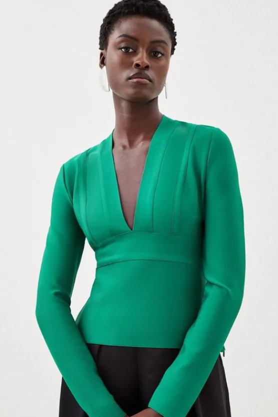 Karen Millen Figure Form Bandage Knit Top green Outlet