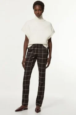 Karen Millen Flannel Straight Leg Split Front Dress Pants brown New