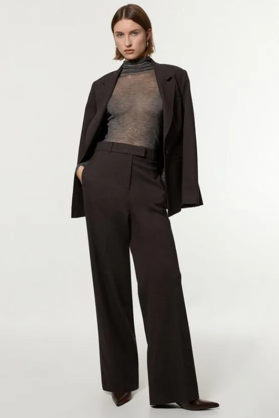 Karen Millen Flannel Tailored Wide Leg Pants grey Best