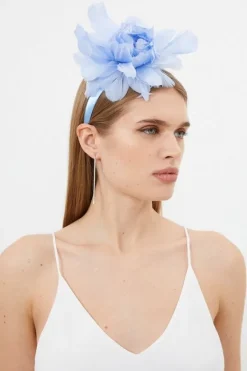 Karen Millen Flower Feather Headband paleblue Outlet