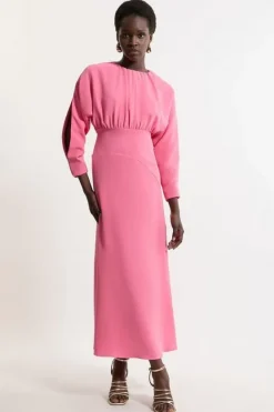 Karen Millen Formal Tailored Long Sleeve Color Block Dress pink Sale