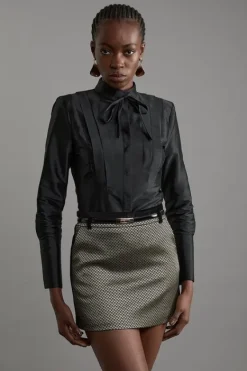Karen Millen Jacquard Velvet Mix Tailored Mini Skirt geo Hot