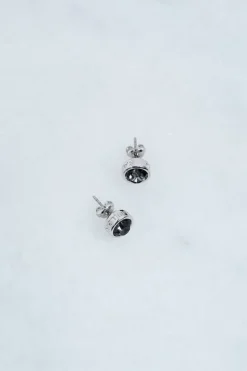 Karen Millen Hand Set European Crystal Solitaire Stud Earrings black Outlet