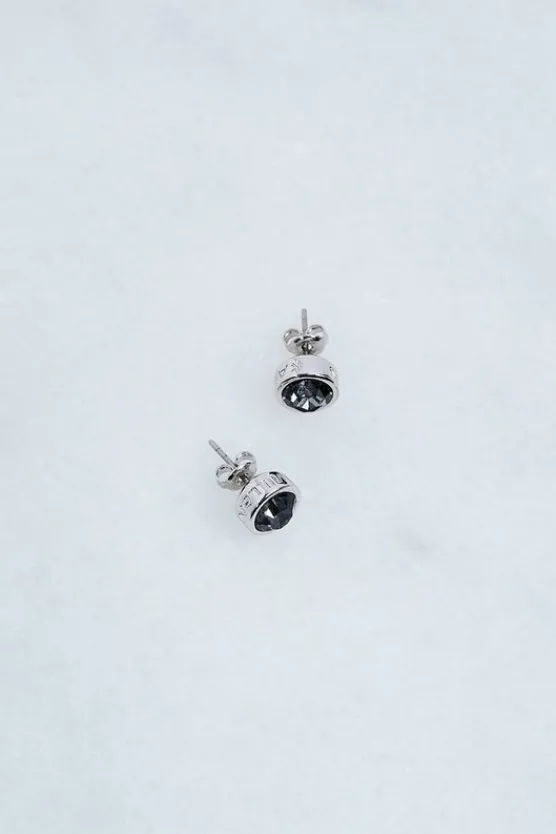 Karen Millen Hand Set European Crystal Solitaire Stud Earrings black Outlet