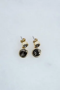 Karen Millen Hand Set European Crystal Solitaire Drop Earrings black Online